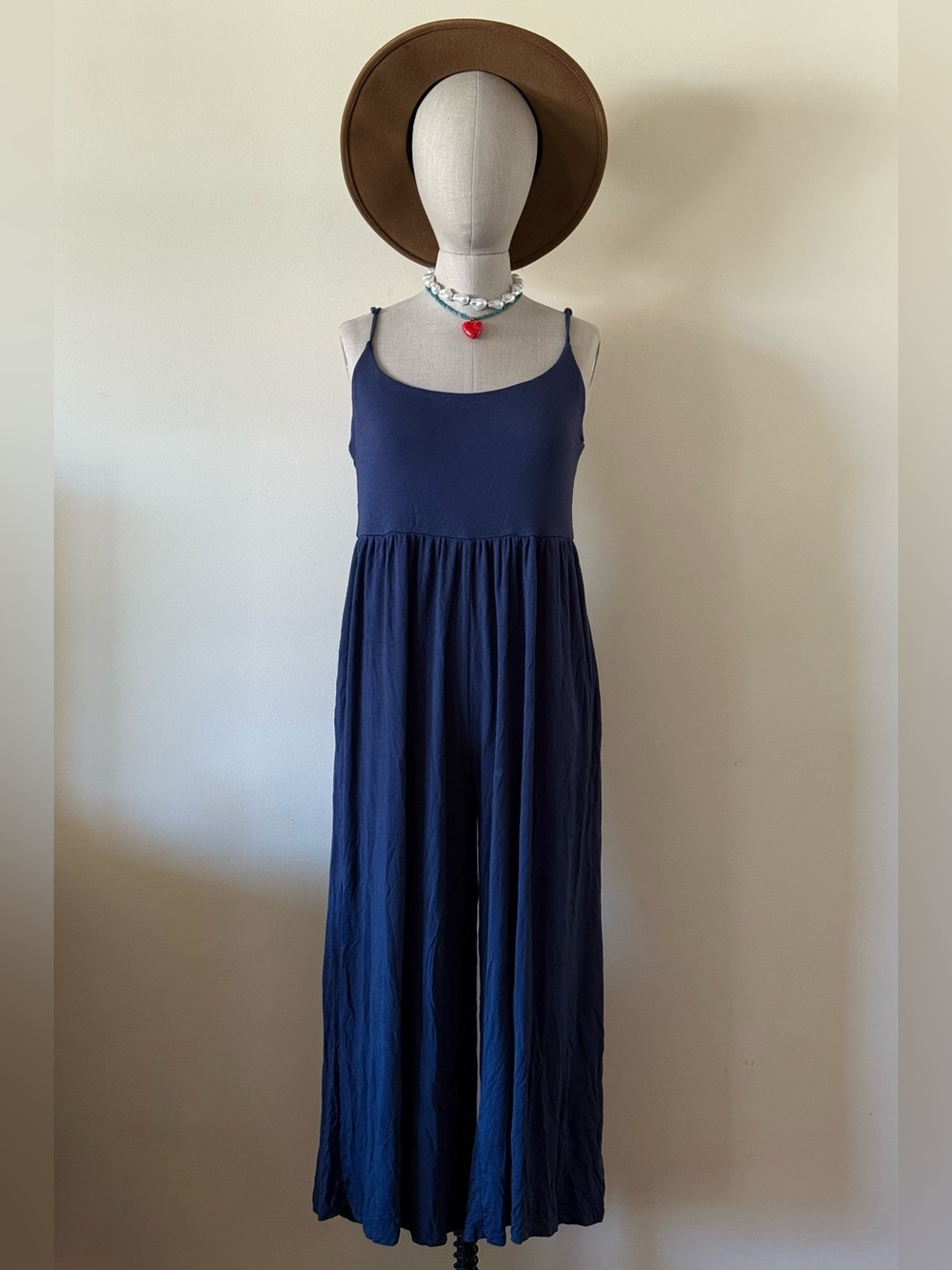 Love Life Essentials Navy Blue Wide-Leg Jumpsuit – XL